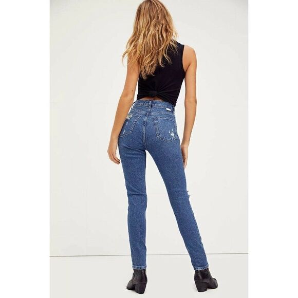 NWT FREE PEOPLE Sz 27 BOYISH THE ZACHARY JEANS IN SHORT CIRCUIT - Picture 2 of 2